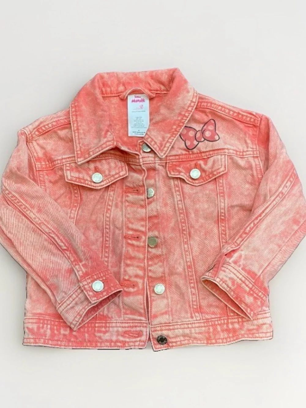 Disney Junior Sz 4T Minnie Mouse Pink Acid Wash Denim Jean Jacket